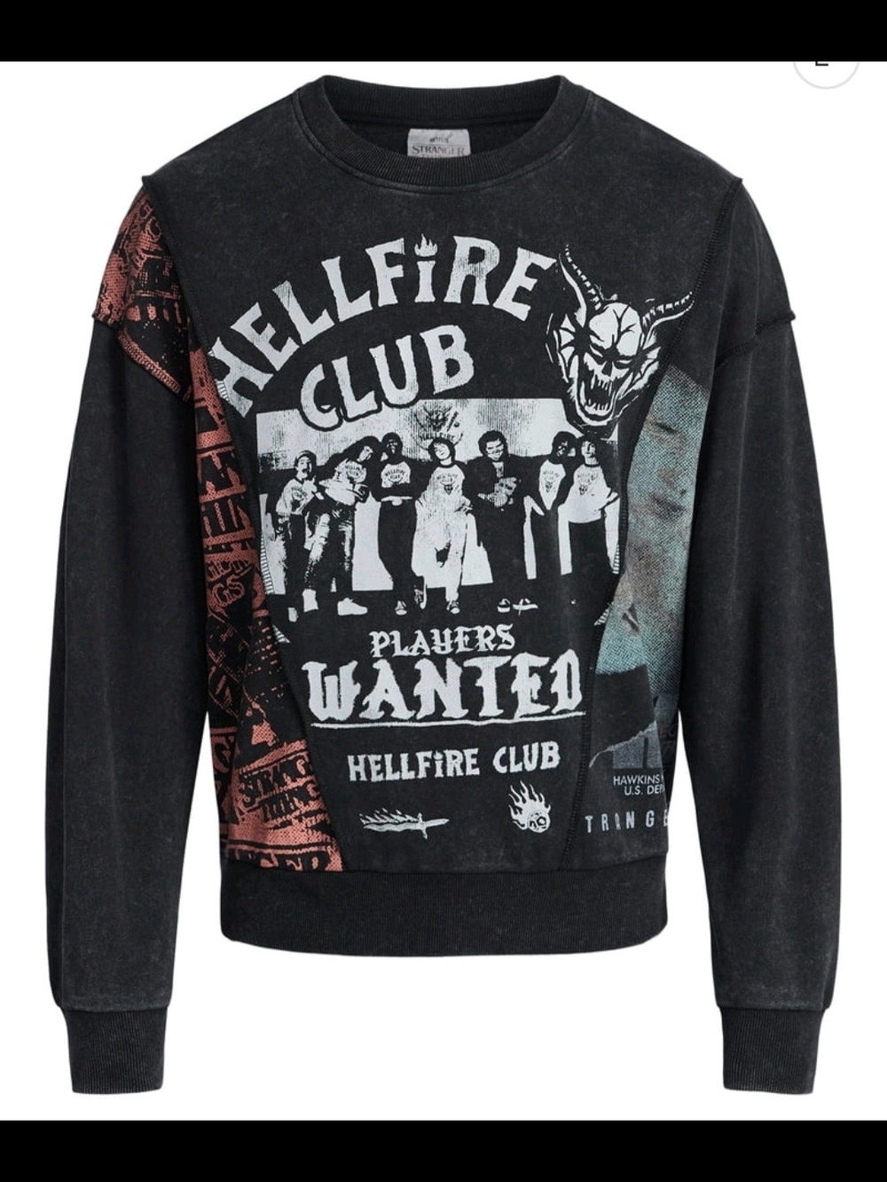 Hellfire Club Black Graphic Crewneck Sweatshirt